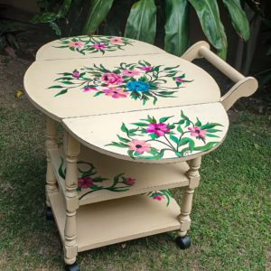 1-Elysian-Hand-Painted-Designer-Signature-Tea-Cart-Home-Decor-Furniture