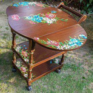 1-Garden-of-Joy-Hand-Painted-Designer-Tea-Cart-Home-Decor-Furniture